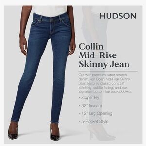 EUC worn 2 times. Hudson size 28 Collin style cropped skinny jean;unfinished hem